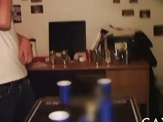 The loser of this beer pong game must give up his butt to all