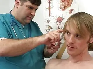 Chubby doctor gets handsy with a slender twink